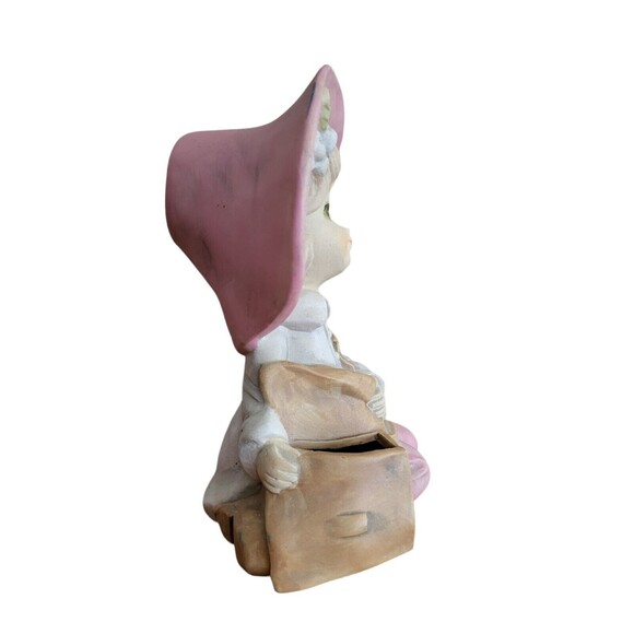 Vintage UCTCI Japan Ceramic Bisque School Girl w/ Book Messenger Bag Planter? - Picture 6 of 8